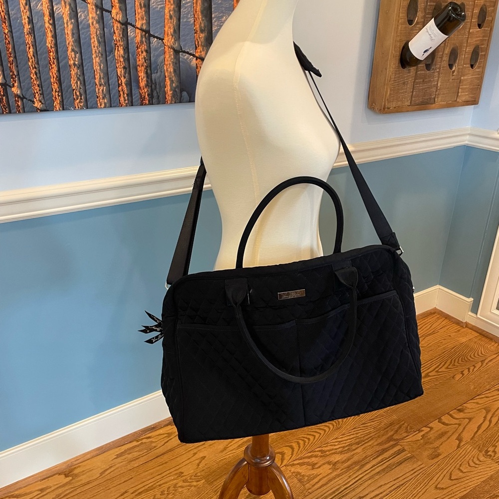 Vera Bradley Black Quilted Messenger Bag